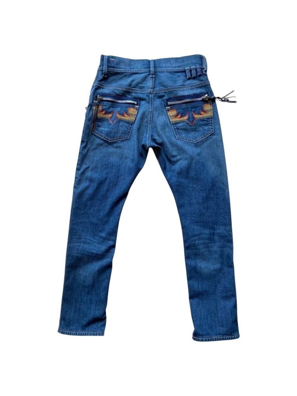 Stunning Diesel Cayre zipped embroidered pockets size 27 high rise straight leg